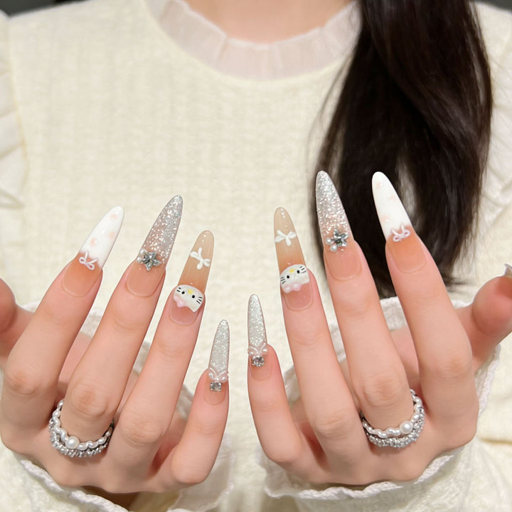 Decorative Premium Press-On Nail Extensions Bowlift