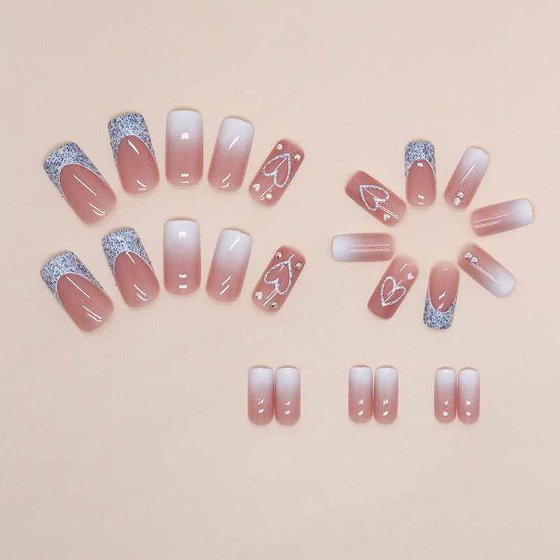 Glamorous Heart Design Nail Extensions Bowlift