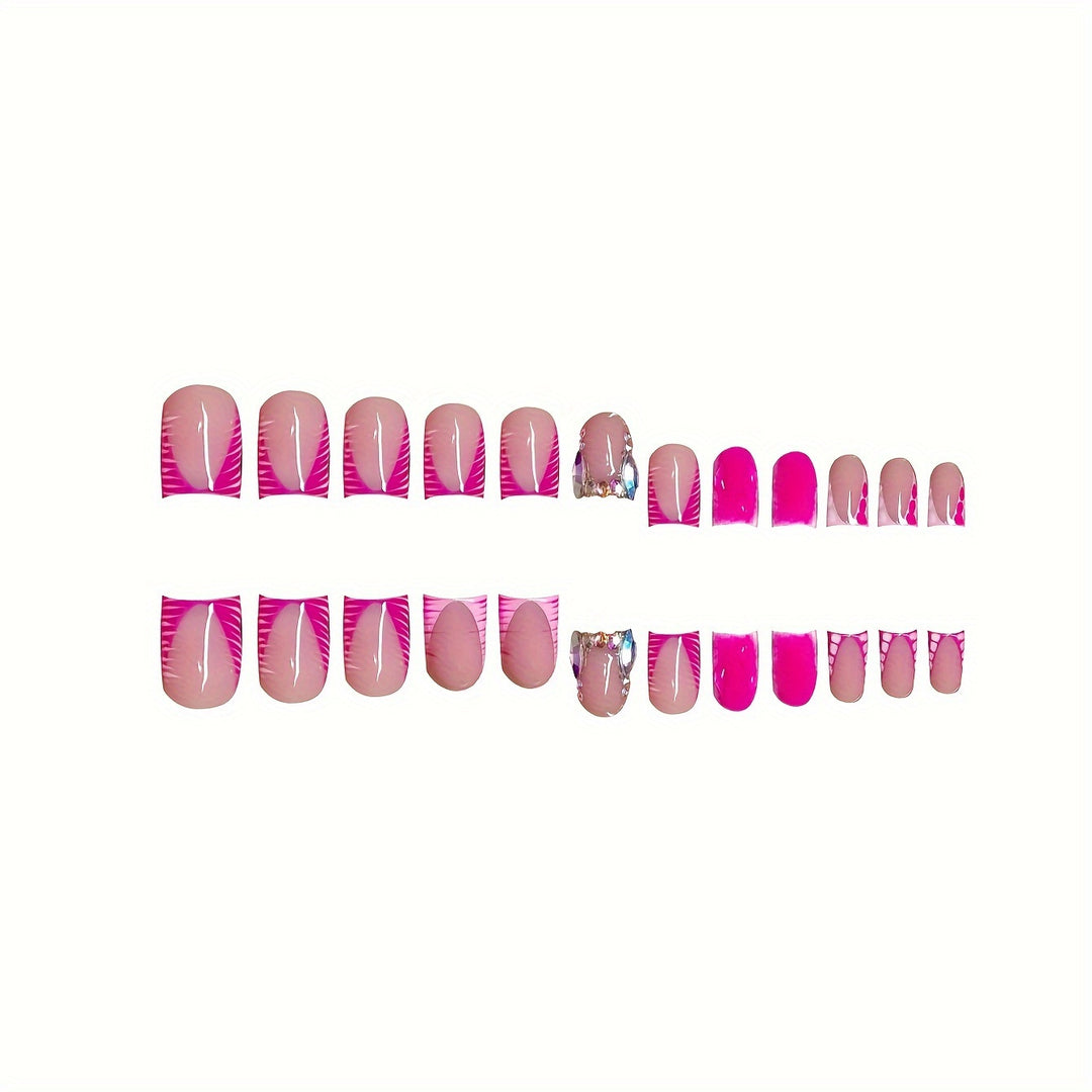 Artistic Press-On Nail Set Bowlift