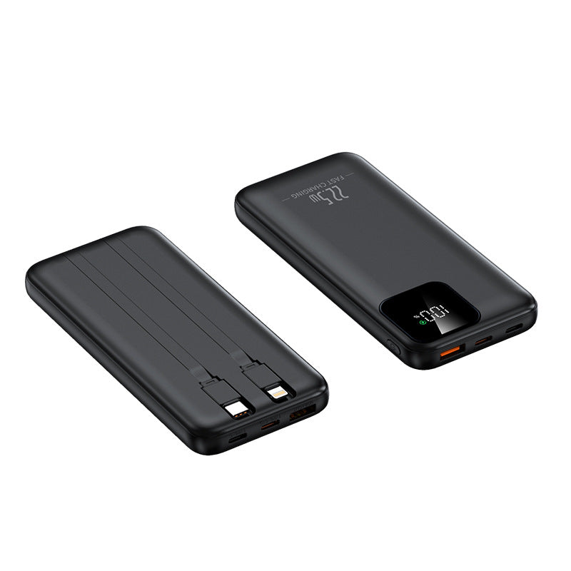 Power bank with integrated charging cables and digital charging display Bowlift