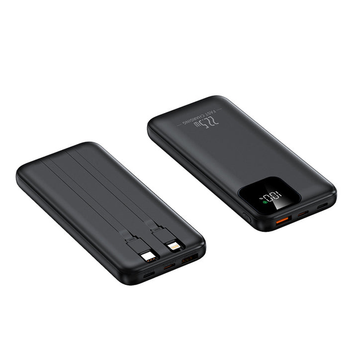 Power bank with integrated charging cables and digital charging display Bowlift