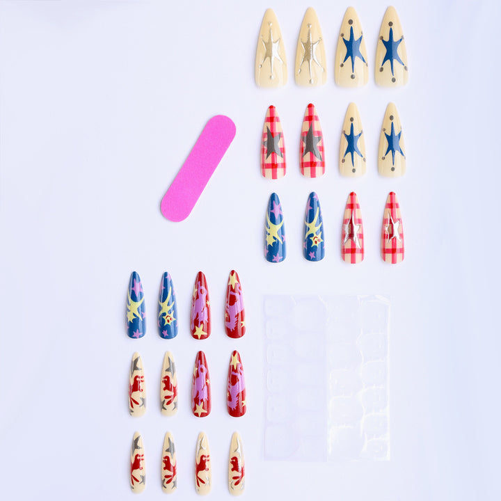 Artistic fake nails with Creative Pop-Art Design Bowlift