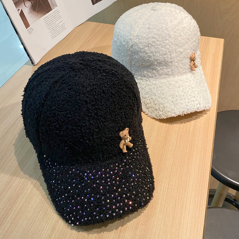 Women's Shimmering Fuzzy Baseball Cap Bowlift