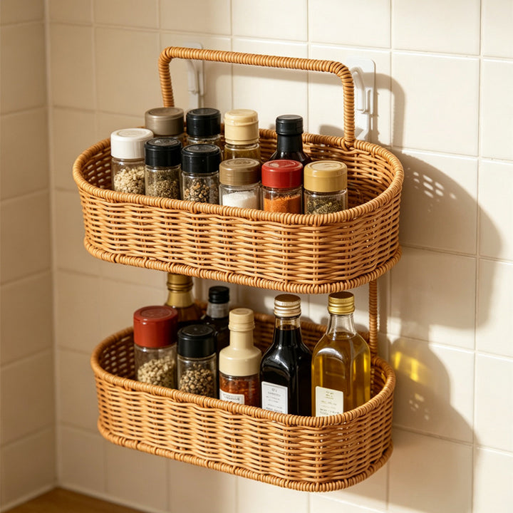 Multi-Tiered Wicker Storage Organizer Bowlift