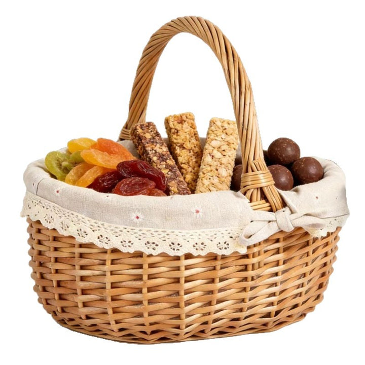Women braided storage basket with decorative inner lining Bowlift