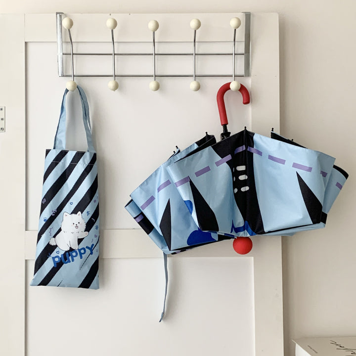 Ladies innovative folding umbrella with gentle leaf design and practical carrying pouch Bowlift