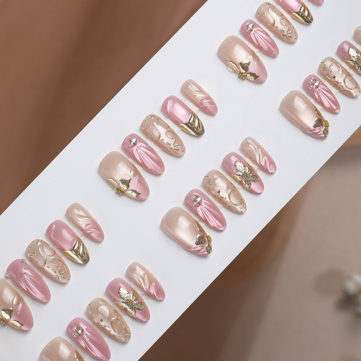 Elegant artificial nail set with floral decorations Bowlift