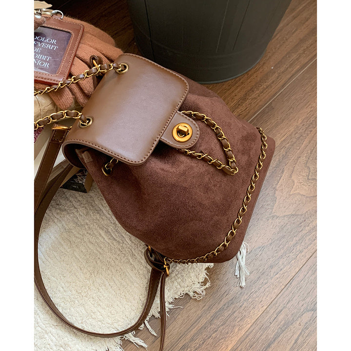 Stylish Suede Drawstring Backpack Bowlift