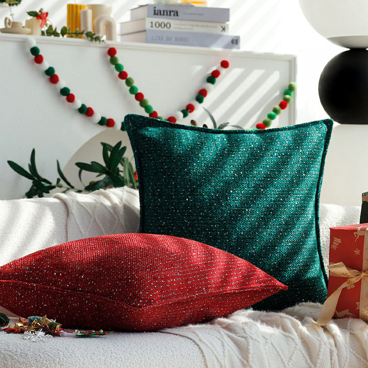 Square cushion cover with metallic houndstooth bouclé and concealed zipper Bowlift