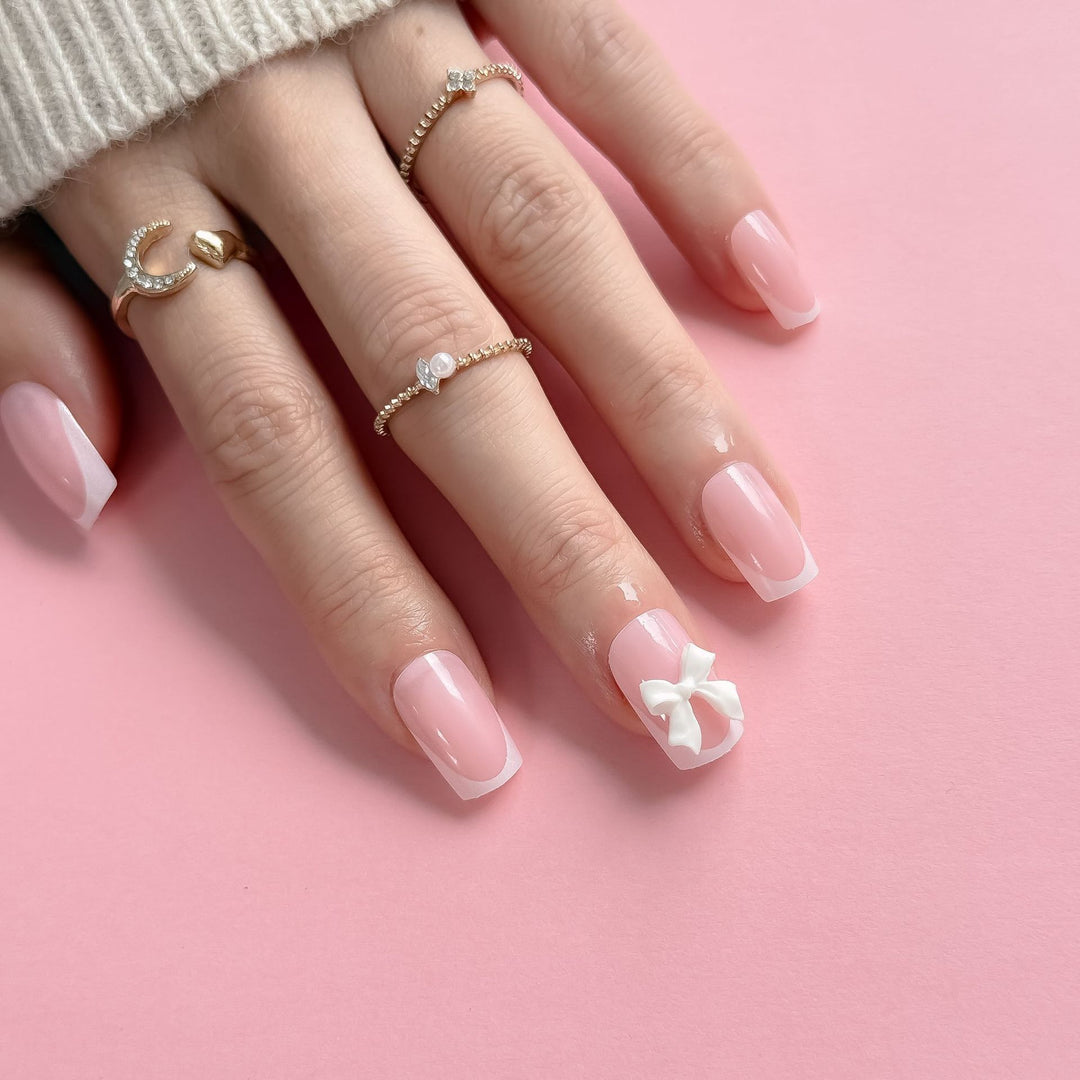 Acrylic Nail Set with Bow Design Bowlift