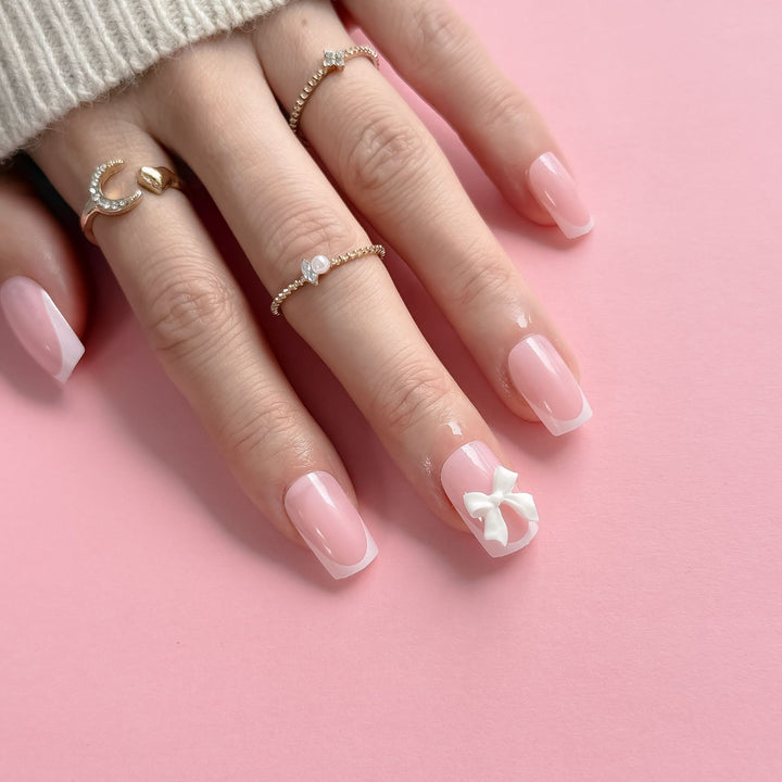 Acrylic Nail Set with Bow Design Bowlift