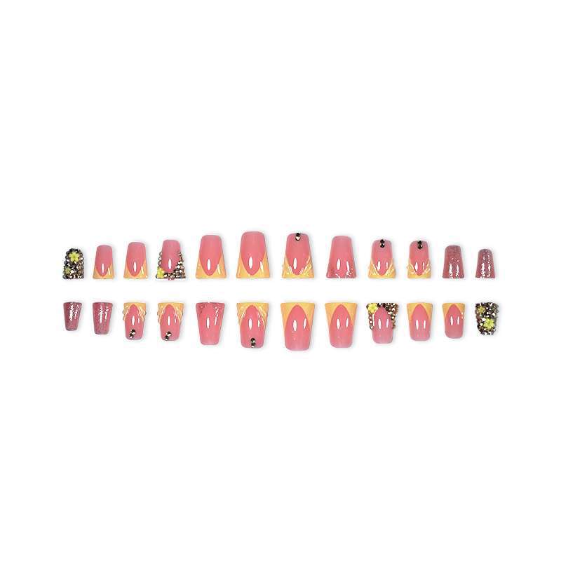 Decorative Floral and Rhinestone Press-On Nails Bowlift