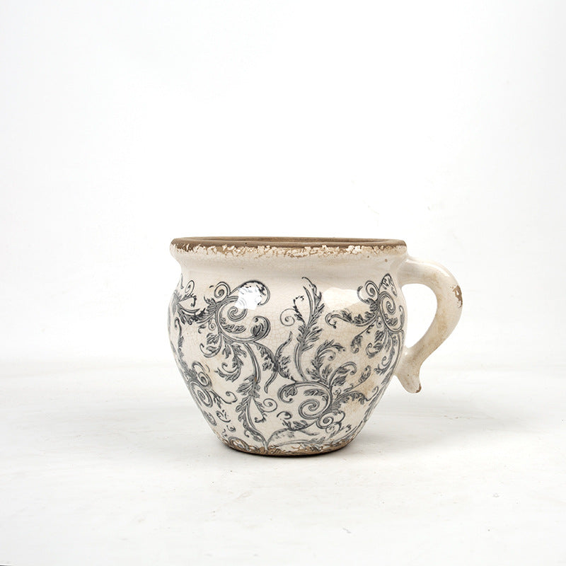 Decorative ceramic pot with floral pattern Bowlift