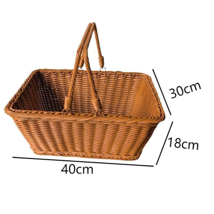 Handwoven Round Wicker Storage Basket Bowlift