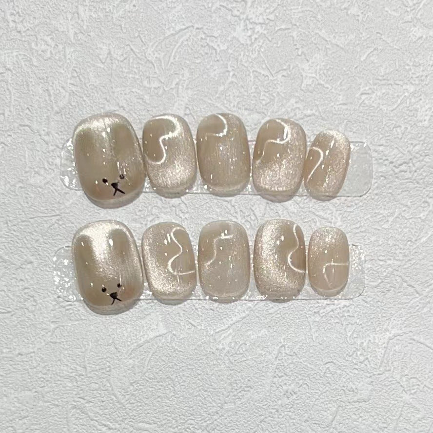 Playful Animal-Themed Press-On Nail Set Bowlift
