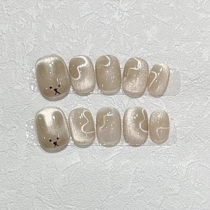 Playful Animal-Themed Press-On Nail Set Bowlift