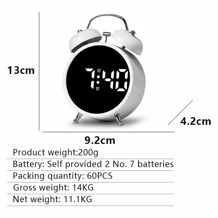 Digital Alarm Clock in Modern Design with Large LED Display Bowlift