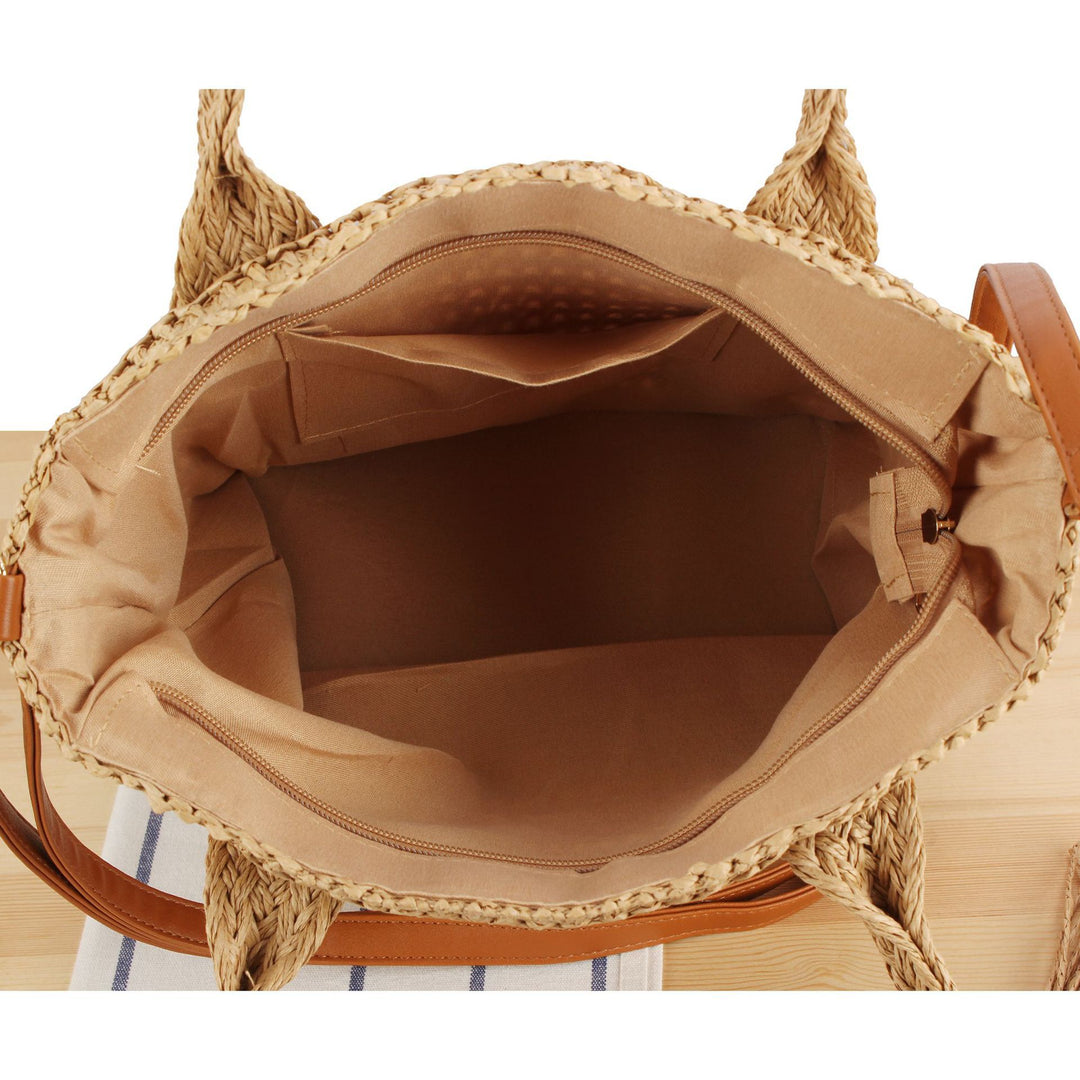 Handbag with Woven Design and Removable Shoulder Strap Bowlift