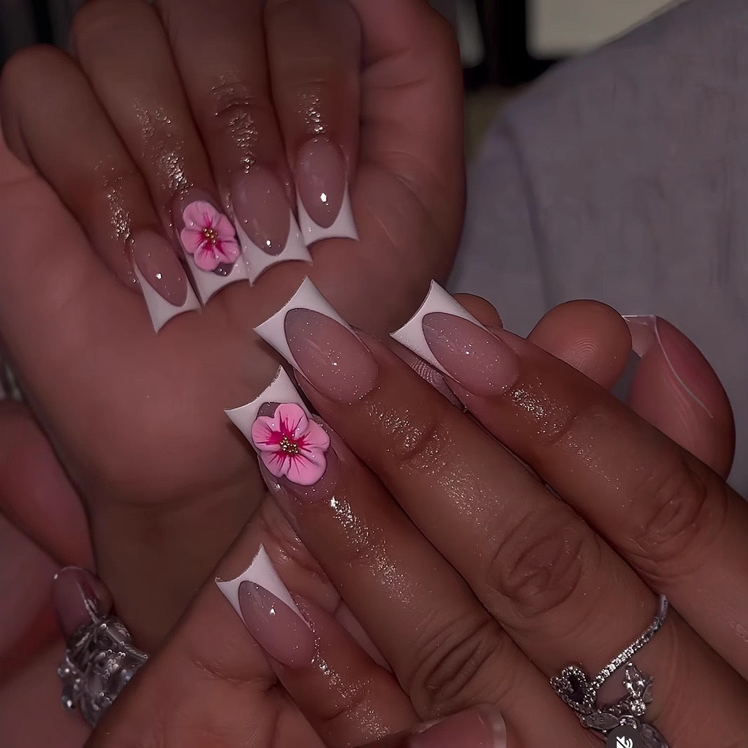 Floral Acrylic Nail Art Set Bowlift