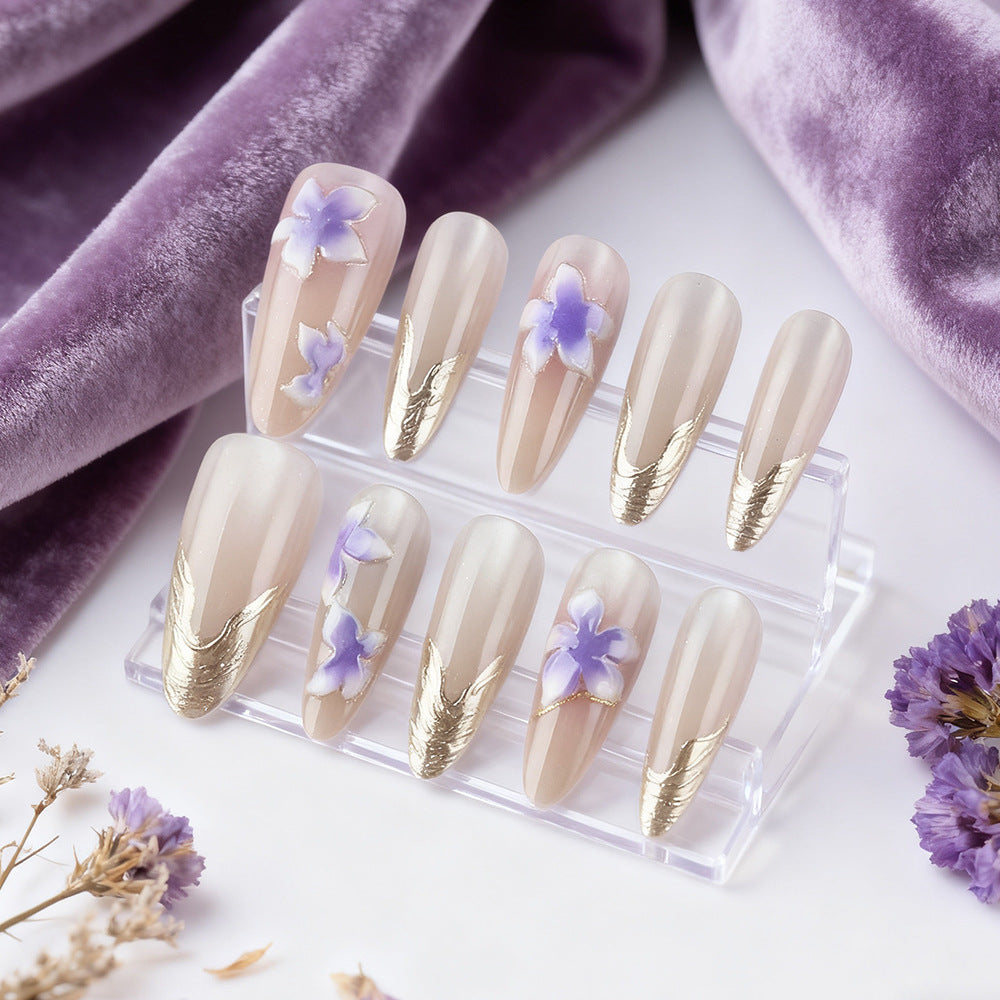 Floral Design Press-On Nails Bowlift