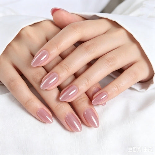 Glossy Almond-Shaped Press-On Nails Bowlift