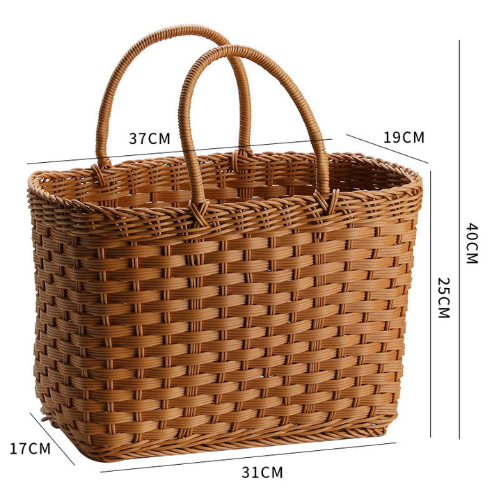 Unisex Handwoven Shopping Basket with Two Handles Bowlift