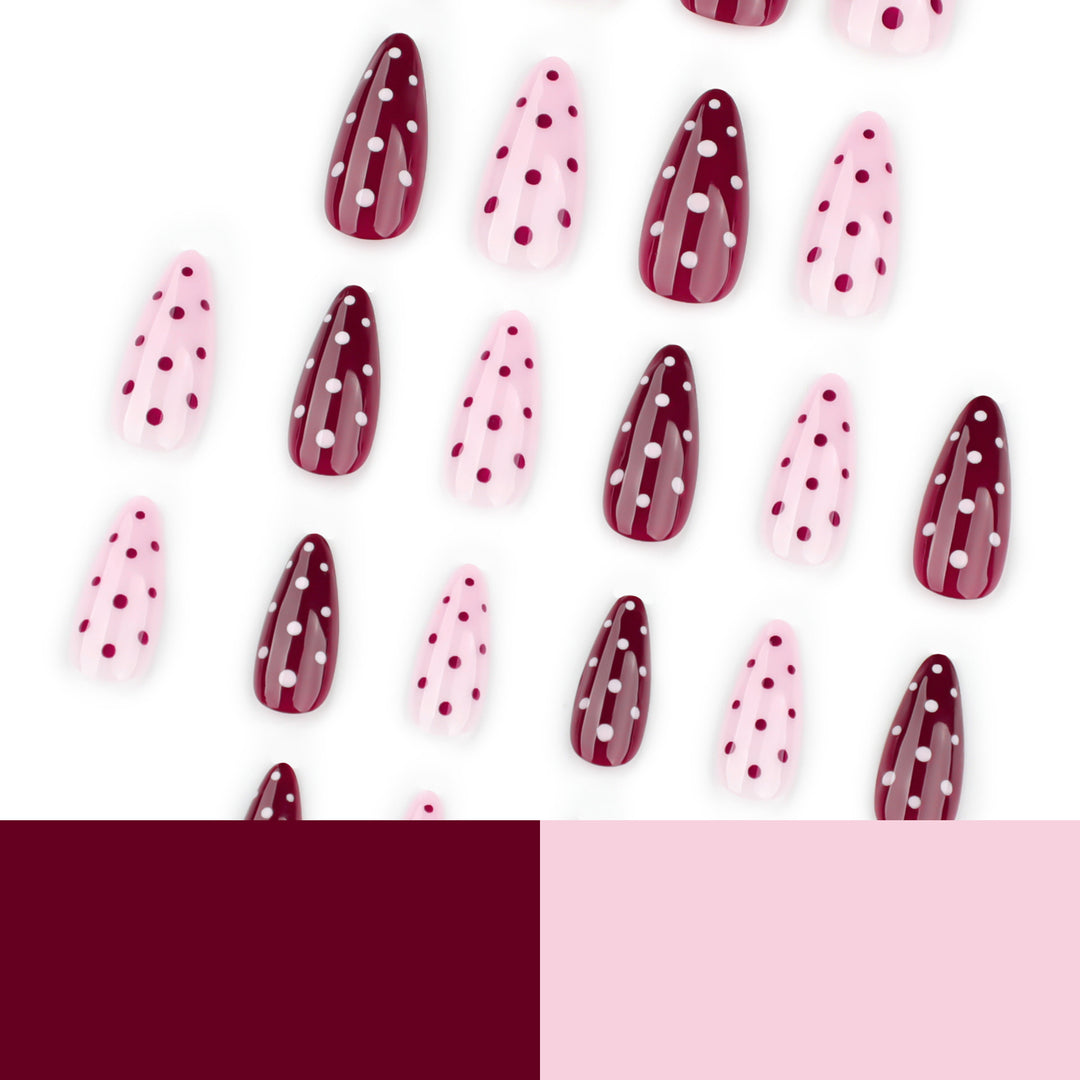 Artful Nail Extensions with Dots and Elegant Accents Bowlift