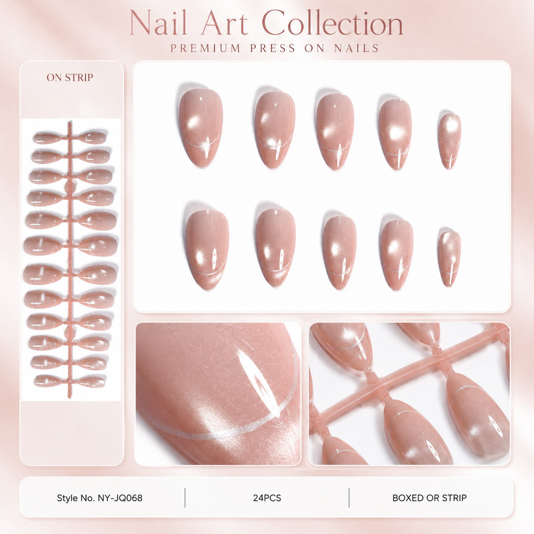Premium Press-On Nails with Metallic Shine Bowlift