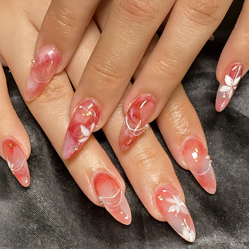 Floral Design Artistic Press-On Nail Set Bowlift