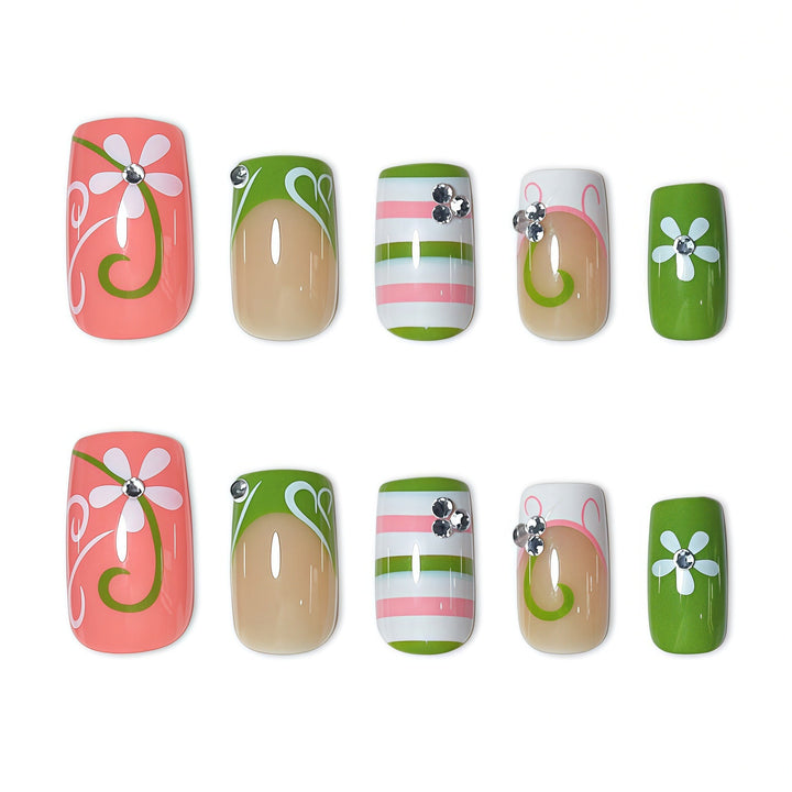 3D Floral Art Press-On Nail Set Bowlift