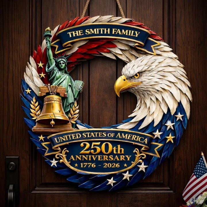 Unisex nan more patriotic door wreath with eagle Statue of Liberty and flag motif Bowlift
