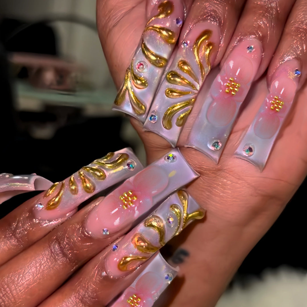 Decorative Long Acrylic Nail Art Extensions Bowlift