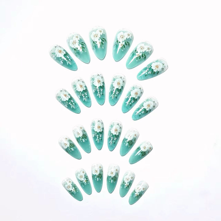 Floral 3D Nail Art Design Bowlift