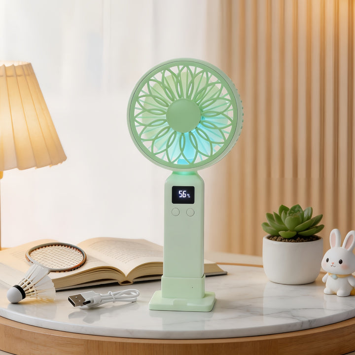 Women's Portable USB Fan with LED Display and Ergonomic Design Bowlift