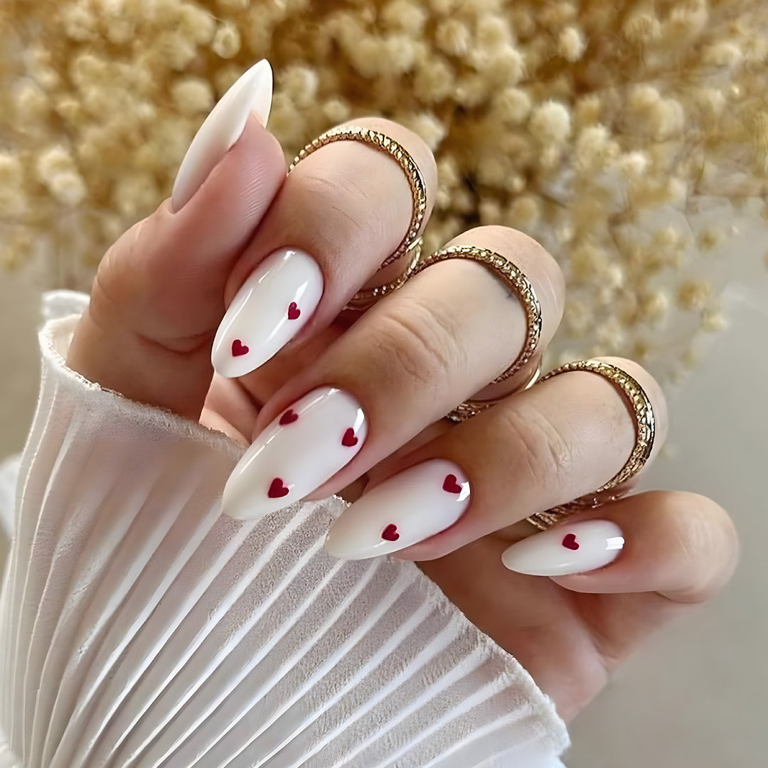 Heart-Embellished Press-On Nails Bowlift