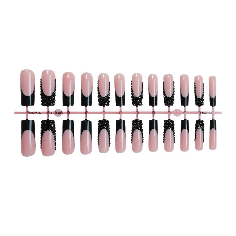 Elegant Nail Art Press-On Kit with Decorative Gem Accents Bowlift