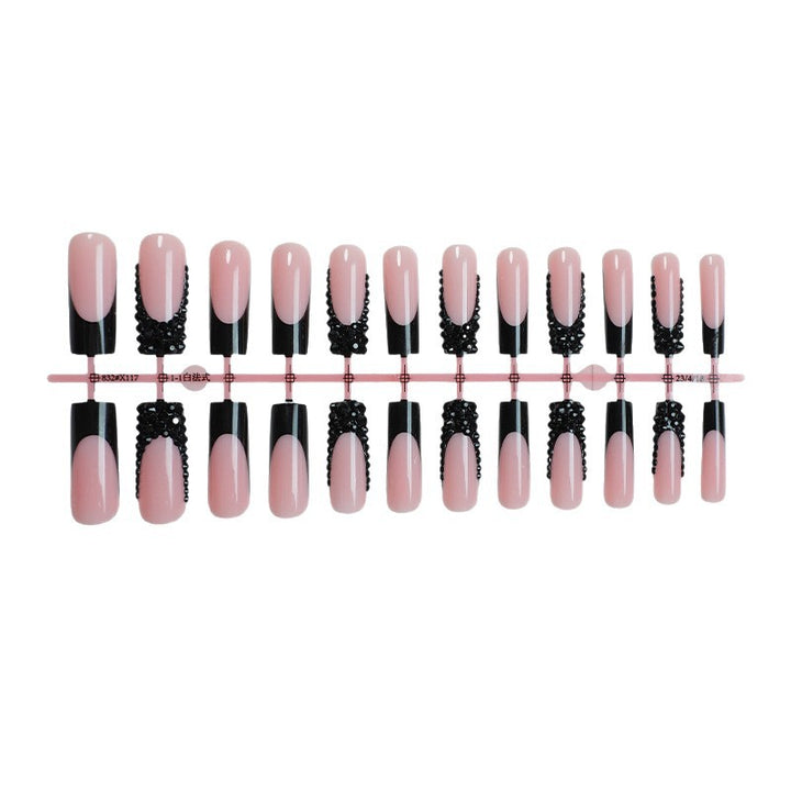 Elegant Nail Art Press-On Kit with Decorative Gem Accents Bowlift