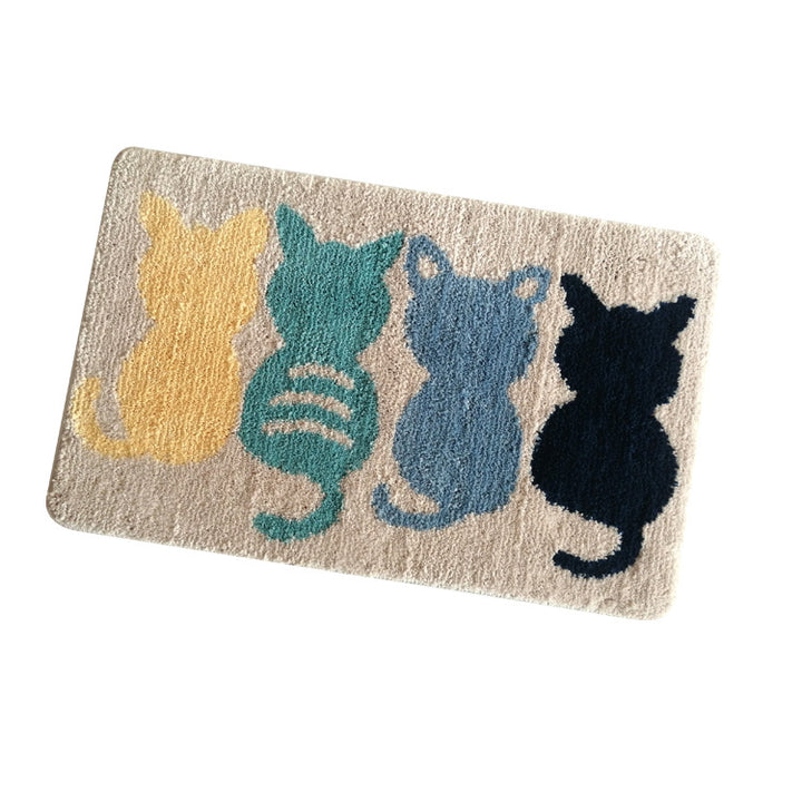 Plush Cat-Themed Bathroom Mat