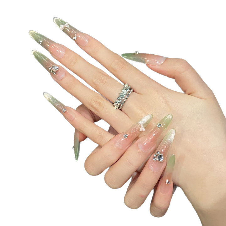 Glamorous Stiletto Press-On Nails with Crystal Accents