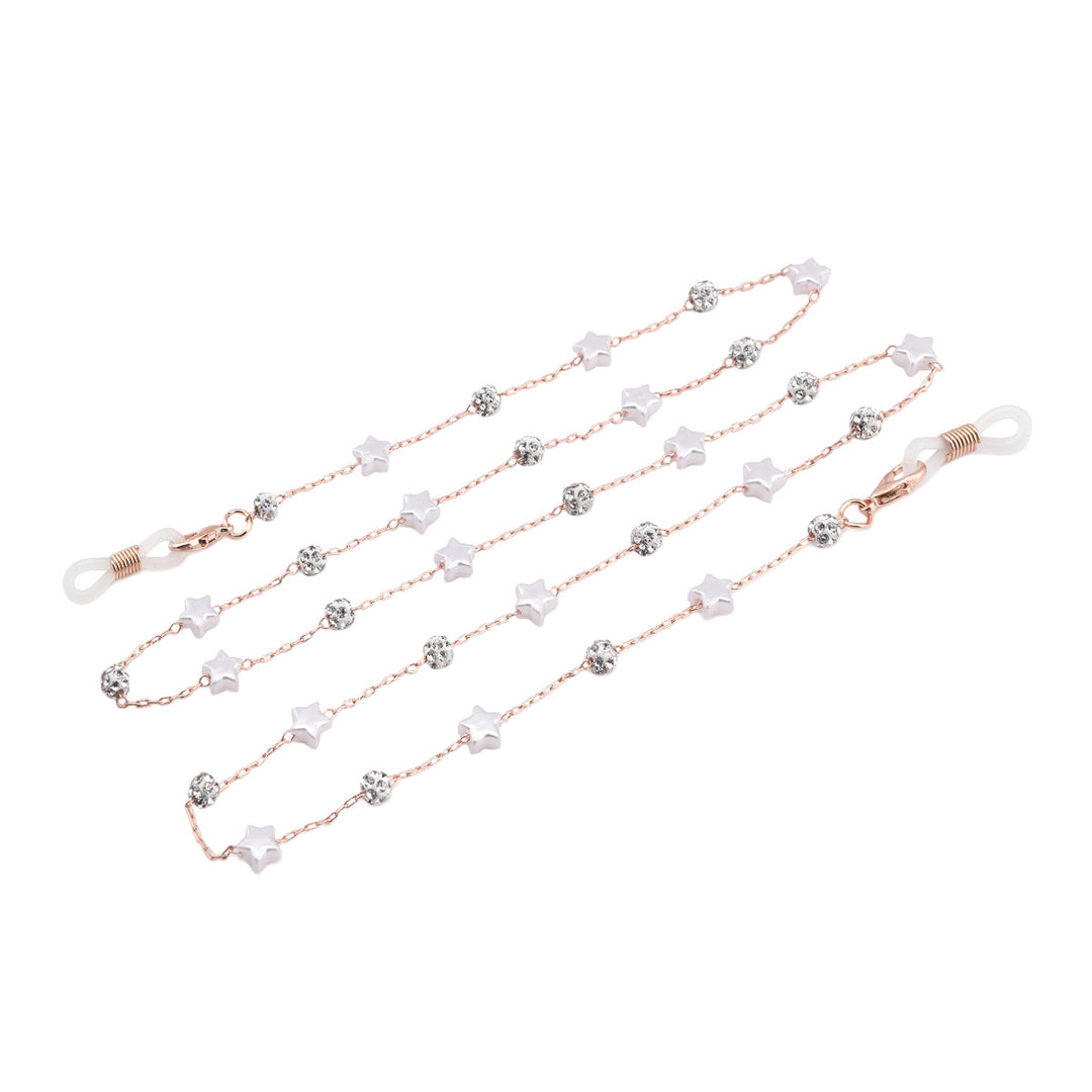 Elegant Crystal and Pearl Eyewear Chain Bowlift