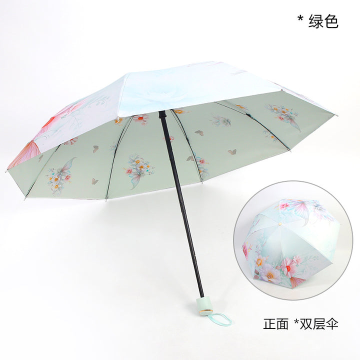 Ladies elegant folding umbrella with floral patterns Bowlift