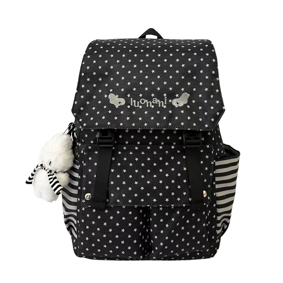 Star-Patterned Multi-Pocket Backpack Bowlift