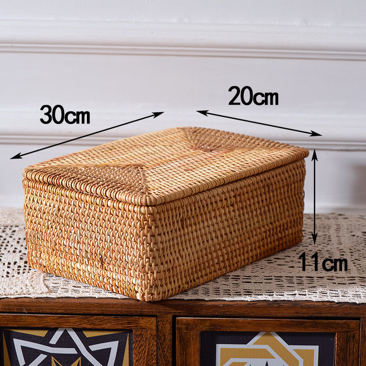 Women rectangular rattan storage basket Bowlift