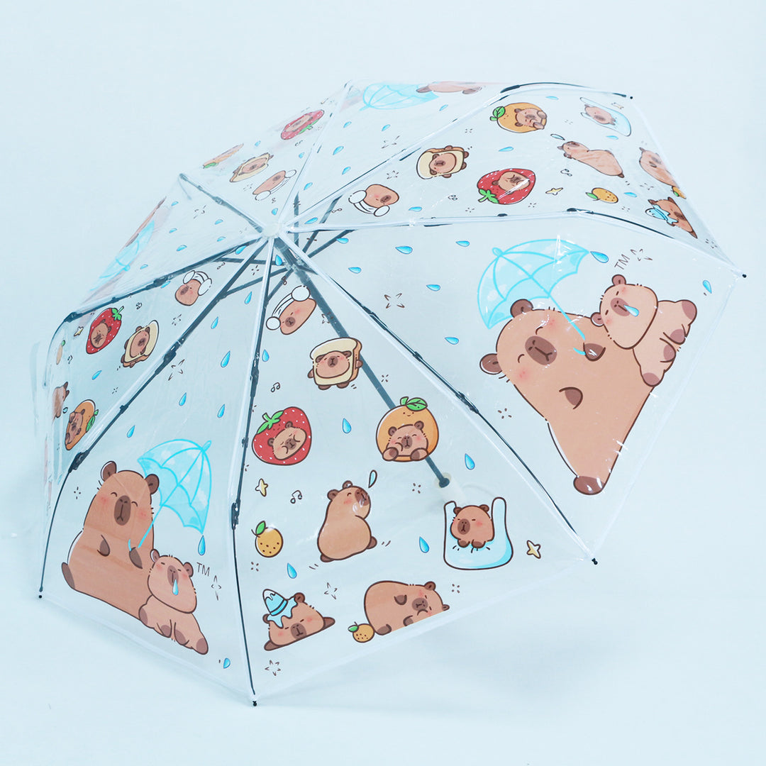 Women Folding Umbrella with Unique Cartoon Bear Design Bowlift