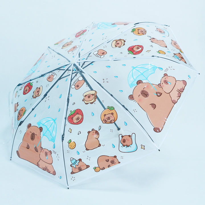 Women Folding Umbrella with Unique Cartoon Bear Design Bowlift