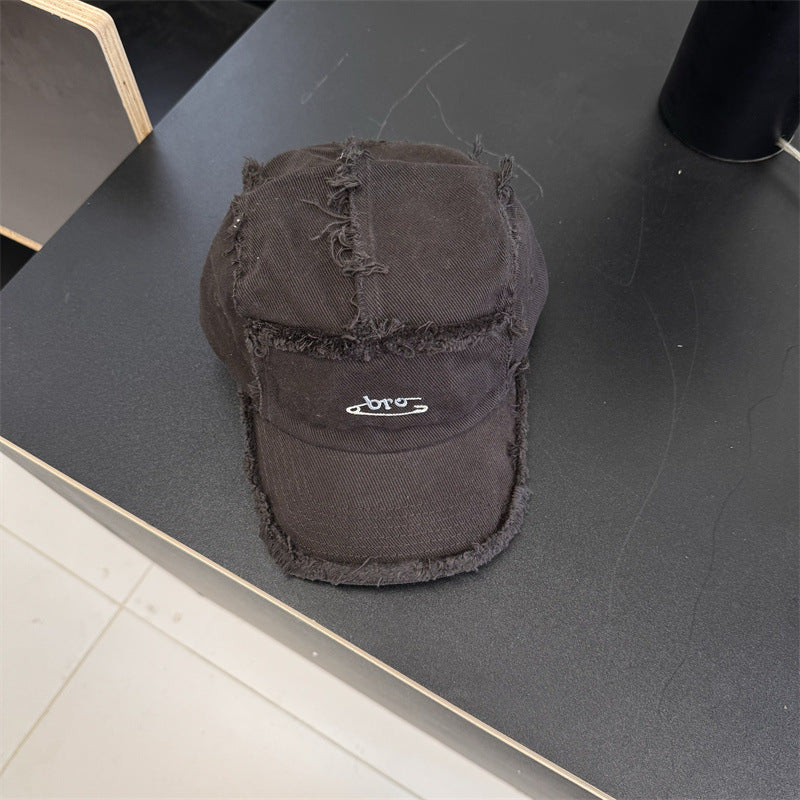 Men's Distressed Denim Snapback Cap Bowlift