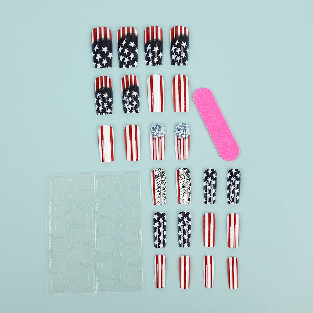 Creative artificial nails with patriotic design Bowlift