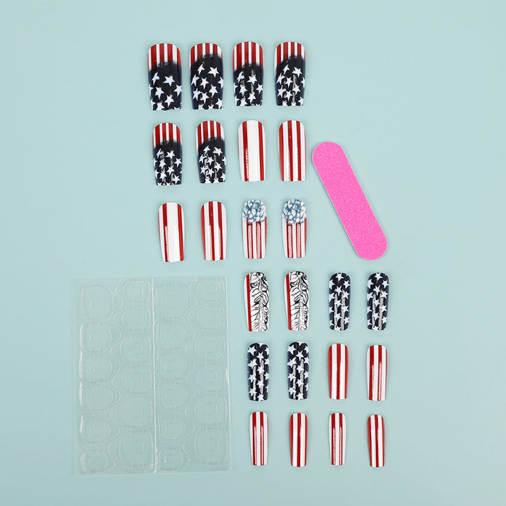 Creative artificial nails with patriotic design Bowlift