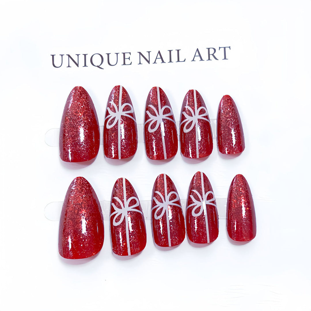 Festive Glittery Press-On Nail Set Bowlift