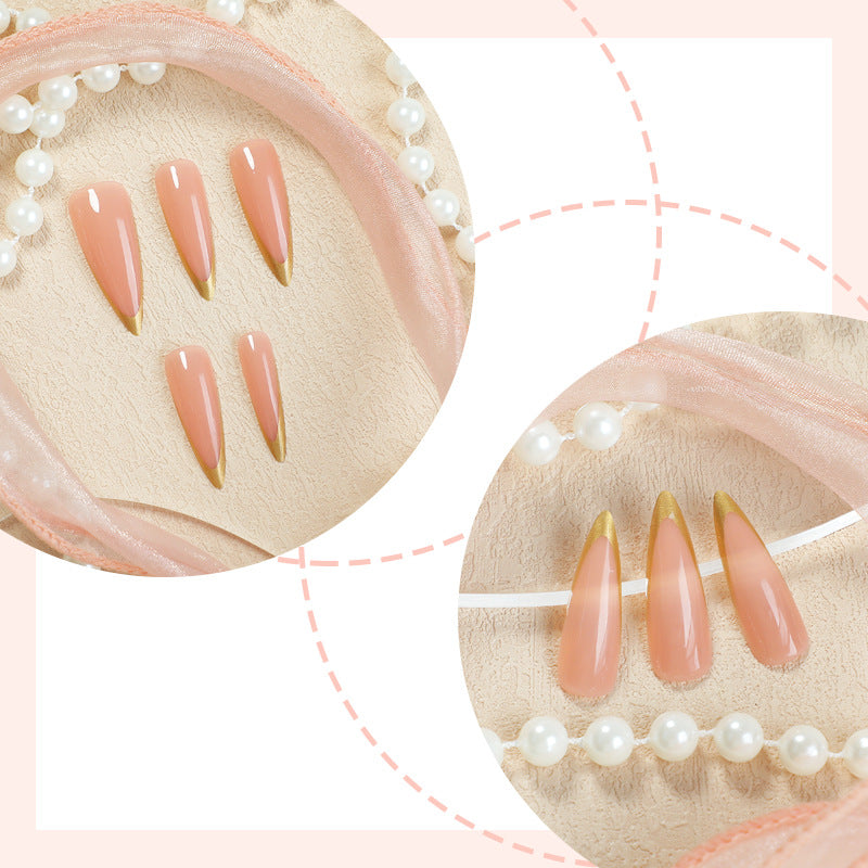 Elegant Long-Shape Press-On Glossy Nail Set Bowlift